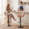 Juego de 2 Taburetes Altos de Cocina Giratorios 360° Regulables en Altura con Reposapiés Tapizados en Cuero Sint... - Ogal.Es