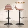 Juego de 2 Taburetes Altos de Cocina Giratorios 360° Regulables en Altura con Reposapiés Tapizados en Cuero Sint... - Ogal.Es
