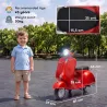 Moto Eléctrica para Niños Licencia VESPA Arranque Suave Ruedines Desmontables Luz Delantera Música, Bocina USB Rojo - Ogal.Es