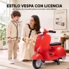 Moto Eléctrica para Niños Licencia VESPA Arranque Suave Ruedines Desmontables Luz Delantera Música, Bocina USB Rojo - Ogal.Es