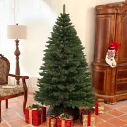 Árbol de Navidad Artificial 180 cm con 1050 Ramas y Base de Acero Plegable Montaje Rápido para Salón Interior Verde - Ogal.Es