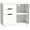 Mueble para Impresora con Ruedas 3 Cajones Barra Ajustable 2 Estantes Abiertos y Asas para Documentos Tamaño A4 ... - Ogal.Es