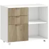 Mueble para Impresora con Ruedas 3 Cajones Barra Ajustable 2 Estantes Abiertos para Documentos Tamaño A4 Blanco ... - Ogal.Es