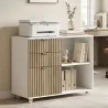 Mueble para Impresora con Ruedas 3 Cajones Barra Ajustable 2 Estantes Abiertos para Documentos Tamaño A4 Blanco ... - Ogal.Es