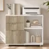 Mueble para Impresora con Ruedas 3 Cajones Barra Ajustable 2 Estantes Abiertos para Documentos Tamaño A4 Blanco ... - Ogal.Es