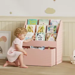Librería Infantil de 4 Niveles Estantería para Libros Infantil con 3 Estantes y 1 Cajón con Ruedas 62,5x30x70 cm... - Ogal.Es
