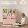 Librería Infantil de 4 Niveles Estantería para Libros Infantil con 3 Estantes y 1 Cajón con Ruedas 62,5x30x70 cm... - Ogal.Es
