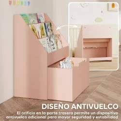 Librería Infantil de 4 Niveles Estantería para Libros Infantil con 3 Estantes y 1 Cajón con Ruedas 62,5x30x70 cm... - Ogal.Es