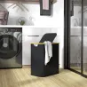 Cesto de Ropa Sucia Plegable con Tapa 80 L de Tela no Tejida 2 Compartimentos Asas 54x34x58,5 cm Negro - Ogal.Es