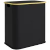 Cesto de Ropa Sucia Plegable con Tapa 80 L de Tela no Tejida 2 Compartimentos Asas 54x34x58,5 cm Negro - Ogal.Es