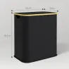 Cesto de Ropa Sucia Plegable con Tapa 80 L de Tela no Tejida 2 Compartimentos Asas 54x34x58,5 cm Negro - Ogal.Es