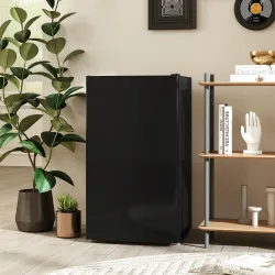 Nevera Pequeña con Congelador 91L Silenciosa Puerta Reversible Temperatura Regulable y Estantes Ajustables Negro - Ogal.Es