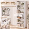 Estantería para Libros Alta y Estrecha Librería de 7 Niveles con Cajón 6 Compartimentos Abiertos 60x24x182 cm Bl... - Ogal.Es