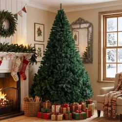 Árbol de Navidad de Abeto 270 cm con Ramas Articuladas 2418 Puntas de PVC Ignífugo Montaje Rápido Soporte de Ace... - Ogal.Es