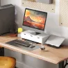 Elevador Monitor, Soporte para Monitor Escritorio con 3 Cajones para PC Portátil 51x24x13 cm Blanco - Ogal.Es
