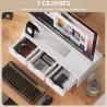 Elevador Monitor, Soporte para Monitor Escritorio con 3 Cajones para PC Portátil 51x24x13 cm Blanco - Ogal.Es