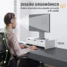 Elevador Monitor, Soporte para Monitor Escritorio con 3 Cajones para PC Portátil 51x24x13 cm Blanco - Ogal.Es