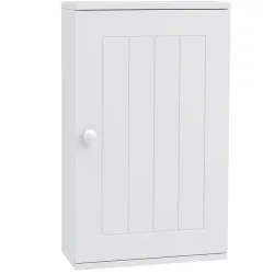 Armario de Baño de Pared Puerta con Cierre Suave Estante Ajustable para Cocina Lavadero 30x14x50 cm Blanco - Ogal.Es