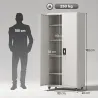 Armario de Herramientas de Acero 180 cm con Ruedas Extraíbles Estantes Ajustables Carga 250 kg para Garaje Blanco - Ogal.Es