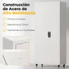 Armario de Herramientas de Acero 180 cm con Ruedas Extraíbles Estantes Ajustables Carga 250 kg para Garaje Blanco - Ogal.Es