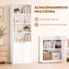 Librería Alta y Estrecha de 6 Niveles con 4 Compartimentos Abiertos Estante Ajustable Cierres Magnéticos Blanco - Ogal.Es