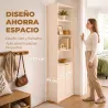 Librería Alta y Estrecha de 6 Niveles con 4 Compartimentos Abiertos Estante Ajustable Cierres Magnéticos Blanco - Ogal.Es