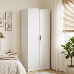 Armario Dormitorio Moderno Armario Ropero con Barra para Colgar Estantes 70x37x164 cm para Salón Entrada Blanco - Ogal.Es