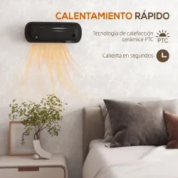 Calefactor Eléctrico de Pared 2000W con 3 Modos Pantalla LED Termostato Temporizador y Oscilación Negro - Ogal.Es