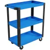 Carro de Herramientas con 3 Estantes Ruedas y Asas para Garaje Mecánico Hogar Carga 120 kg Azul y Negro - Ogal.Es