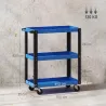 Carro de Herramientas con 3 Estantes Ruedas y Asas para Garaje Mecánico Hogar Carga 120 kg Azul y Negro - Ogal.Es