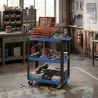 Carro de Herramientas con 3 Estantes Ruedas y Asas para Garaje Mecánico Hogar Carga 120 kg Azul y Negro - Ogal.Es