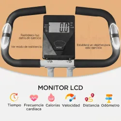 Bicicleta Estática Plegable 8 Niveles Resistencia Magnética Monitor LCD Asiento Ajustable Sensor Ritmo Soporte T... - Ogal.Es