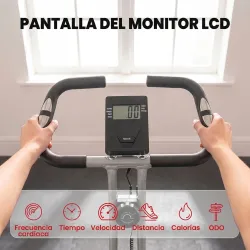 Bicicleta Estática Plegable 8 Niveles Resistencia Magnética Monitor LCD Asiento Ajustable Sensor Ritmo Soporte T... - Ogal.Es