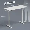 Escritorio Elevable Eléctrico 140x60 cm con 3 Memorias Pantalla LED 2 Ganchos y 2 Pasacables Blanco - Ogal.Es