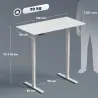 Escritorio Elevable Eléctrico 120x60 cm con 3 Memorias Pantalla LED 2 Ganchos y 2 Pasacables Blanco - Ogal.Es