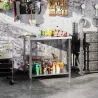Mesa de Trabajo de Acero Inoxidable con 2 Estantes para Cocina Garaje Taller Carga 100 kg 90x60x86 cm Plata - Ogal.Es