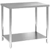 Mesa de Trabajo de Acero Inoxidable con 2 Estantes para Cocina Garaje Taller Carga 100 kg 90x60x86 cm Plata - Ogal.Es