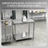 Mesa de Trabajo de Acero Inoxidable con 2 Estantes para Cocina Garaje Taller Carga 100 kg 90x60x86 cm Plata - Ogal.Es