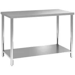 Mesa de Trabajo de Acero Inoxidable con 2 Estantes para Cocina Garaje Taller Carga 100 kg 120x60x86 cm Plata - Ogal.Es