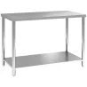 Mesa de Trabajo de Acero Inoxidable con 2 Estantes para Cocina Garaje Taller Carga 100 kg 120x60x86 cm Plata - Ogal.Es