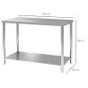 Mesa de Trabajo de Acero Inoxidable con 2 Estantes para Cocina Garaje Taller Carga 100 kg 120x60x86 cm Plata - Ogal.Es