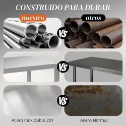 Mesa de Trabajo de Acero Inoxidable con 2 Estantes para Cocina Garaje Taller Carga 100 kg 120x60x86 cm Plata - Ogal.Es
