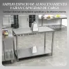Mesa de Trabajo de Acero Inoxidable con 2 Estantes para Cocina Garaje Taller Carga 100 kg 120x60x86 cm Plata - Ogal.Es