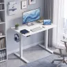 Escritorio Elevable Eléctrico 100x60 cm con 3 Memorias Pantalla LED 2 Ganchos y 2 Pasacables Blanco - Ogal.Es
