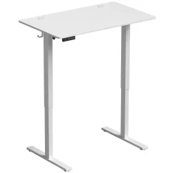 Escritorio Elevable Eléctrico 100x60 cm con 3 Memorias Pantalla LED 2 Ganchos y 2 Pasacables Blanco - Ogal.Es
