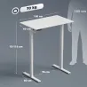 Escritorio Elevable Eléctrico 100x60 cm con 3 Memorias Pantalla LED 2 Ganchos y 2 Pasacables Blanco - Ogal.Es