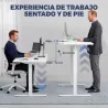 Escritorio Elevable Eléctrico 100x60 cm con 3 Memorias Pantalla LED 2 Ganchos y 2 Pasacables Blanco - Ogal.Es