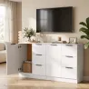 Aparador de Salón Estrecho con Puerta 3 Cajones 60x30x70 cm para Entrada Comedor Blanco - Ogal.Es