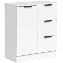 Aparador de Salón Estrecho con Puerta 3 Cajones 60x30x70 cm para Entrada Comedor Blanco - Ogal.Es