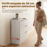 Aparador de Salón Estrecho con Puerta 3 Cajones 60x30x70 cm para Entrada Comedor Blanco - Ogal.Es